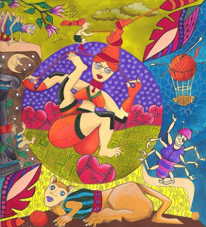 Tricotte tricote - 24x24 cm - gouache